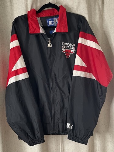 VINTAGE NBA CHICAGO BULLS JACKE STARTER GR. L MIT KAPUZE 90er - Bild 3 von 11