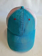NEW Washed Fabric Lt Blue BallCap Meshback Hat Adjustable Strap Size Adult/Teens