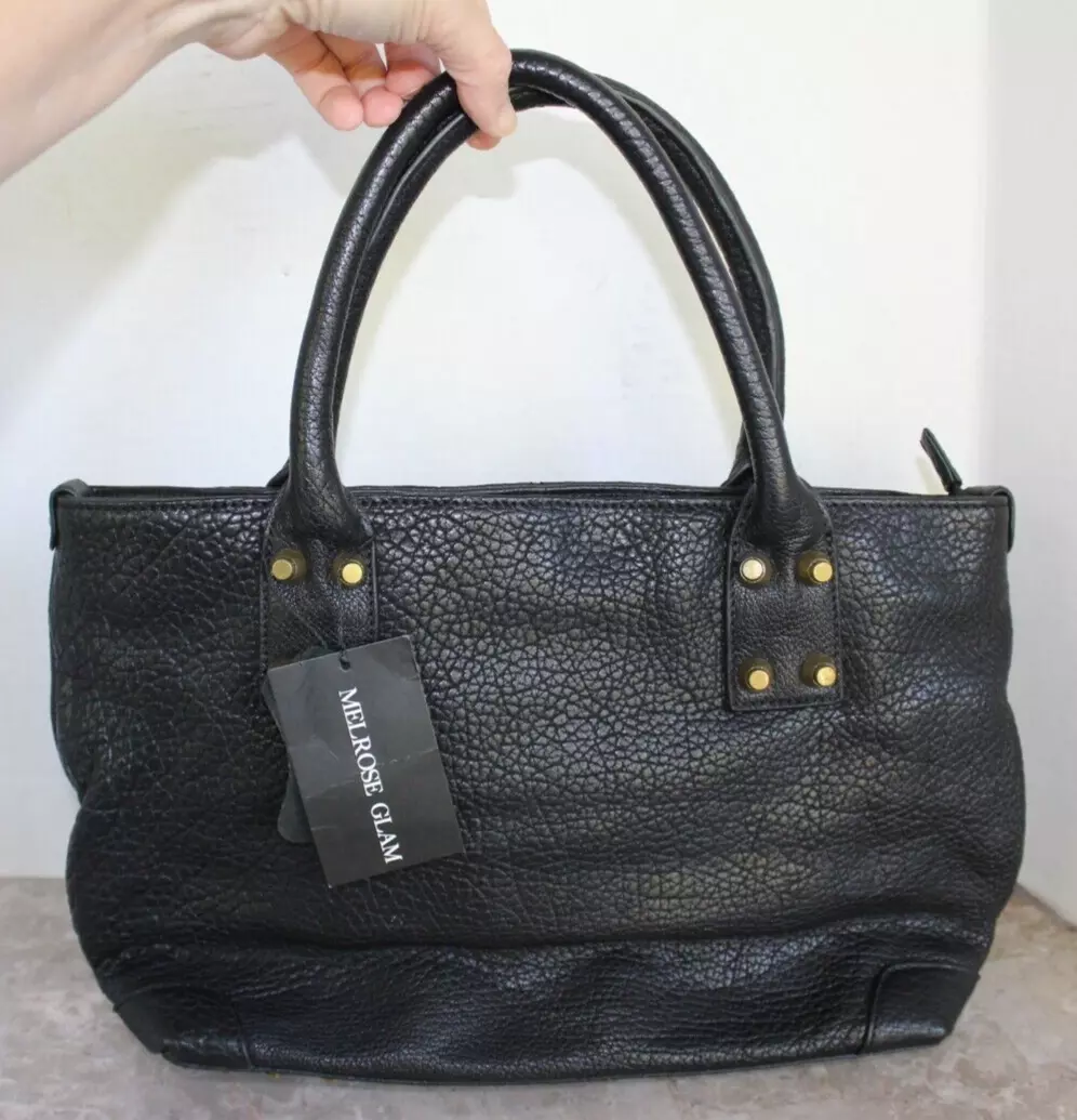 Melrose Glam Purse Shoulder Bag black leather with gold studs