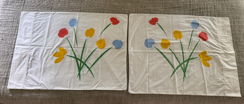 Marimekko Seven Flowers 2 Standard Pillowcases 1970s EUC Vintage Rare Primary Co