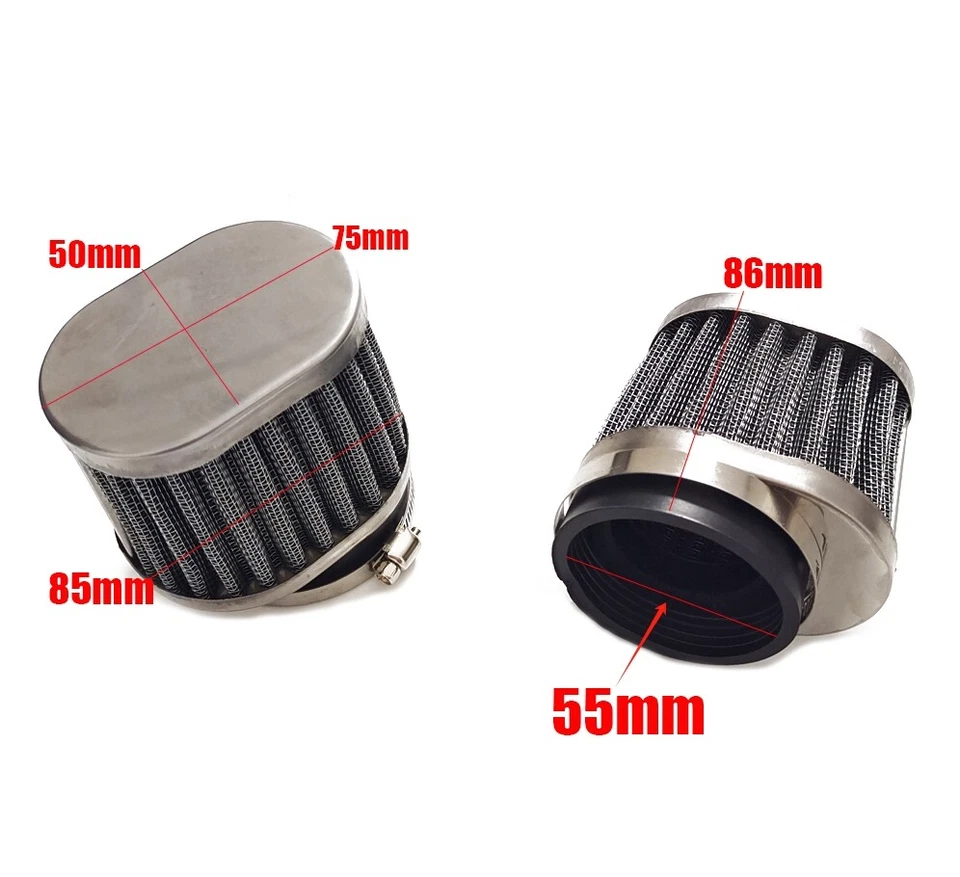 (1Pcs) Motorcycle Air Filter Cleaner Pod High Performance Washable Reusable 55mm - Image 2 of 4