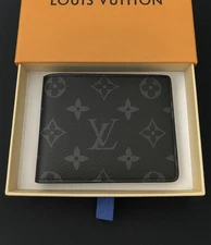 Men’s Luxury Trifold Wallet Genuine Leather Monogram Pattern Gift Boxed