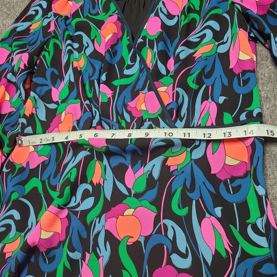 Vestido Kate Spade para mujer talla 2 estampado floral multicolor manga 3/4 cuello en V Foto 4 de 4