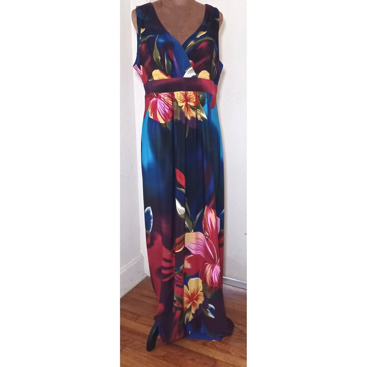 chinese dress ladies Vintage 90s Black And Tan Flocked Knit Maxi Dress By Ronni Nicole by Ouida