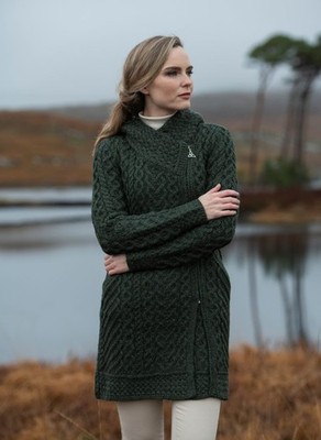NWT Aran Crafts Heart Design Hooded Coat HD4918 , Choose Color & Size . SALE