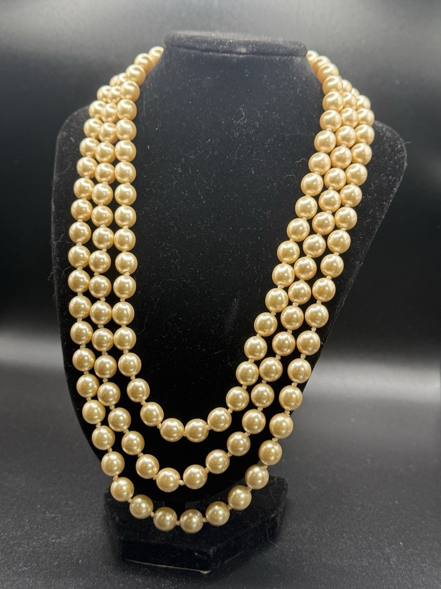 アクセサリー May JACKIE KENNEDY'S 3 STRING PEARL NECKLACE FRANKLIN MINT Limited
