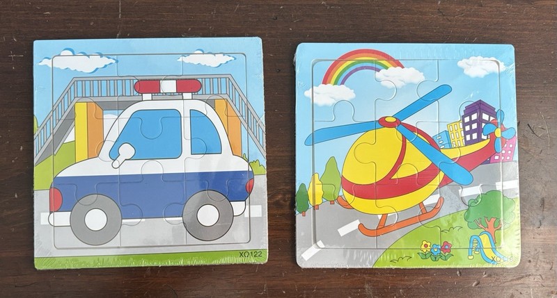 FREE SHIP! 2 Wooden Puzzles, 9 pieces, Toddlers / Preschoolers, Brand New, NIP