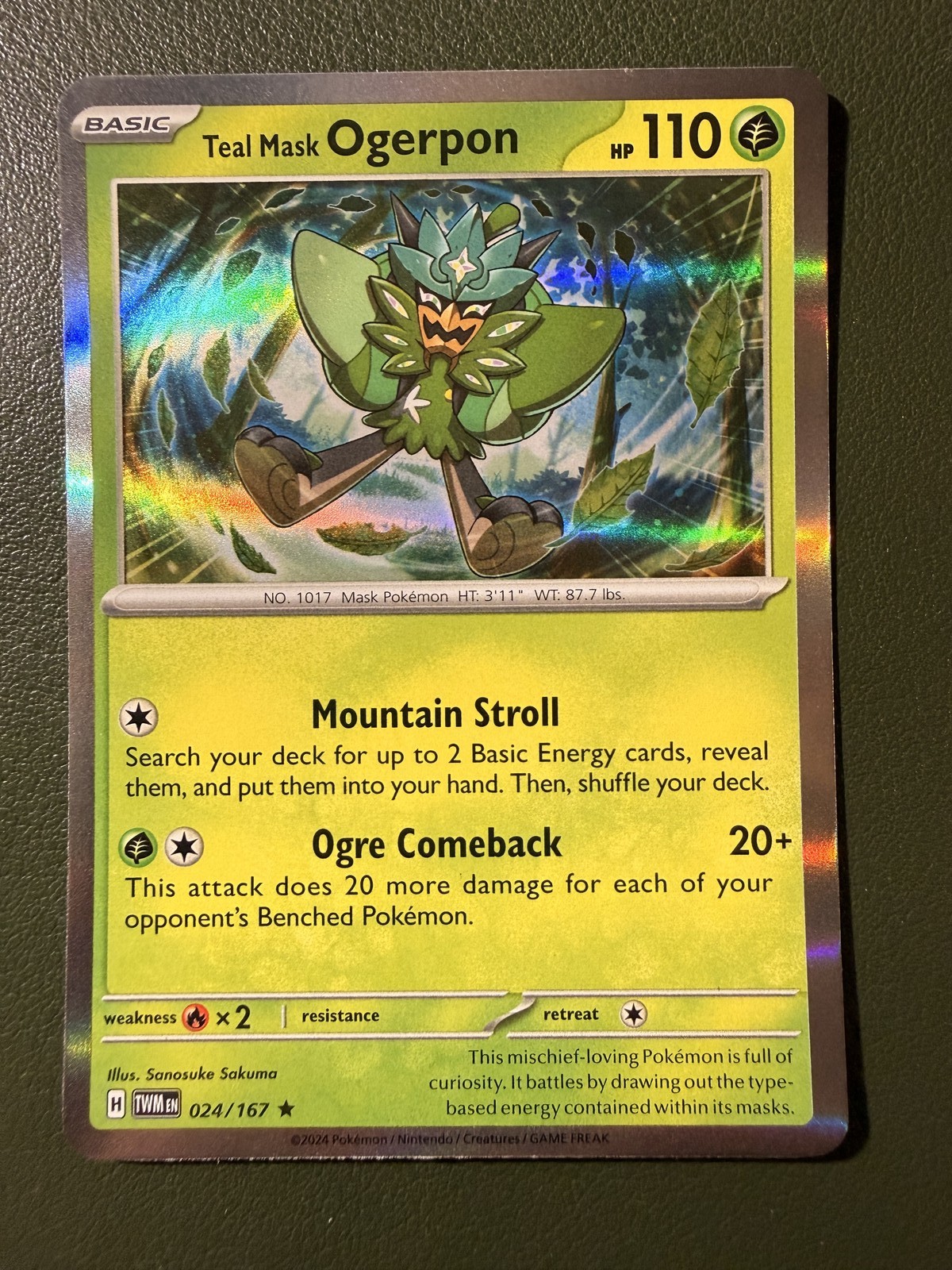 Pokemon TCG Teal Mask Ogerpon 24/167 Twilight Masquerade SV6 Holo NM