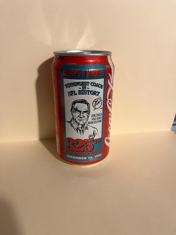 Vintage Coke Can Don Shula 325th Career Wins Miami Dolphins Coca-Cola