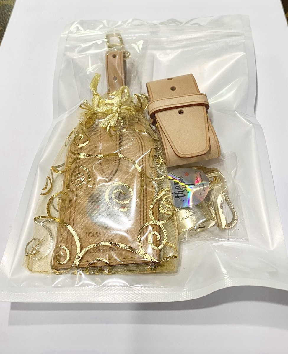 Louis Vuitton Name Tag w/ Strap Padlock & Key 1 Set ~Goldtone