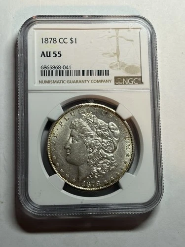 1878 CC Morgan Silver Dollar NGC AU55 Bright White Better Date CC