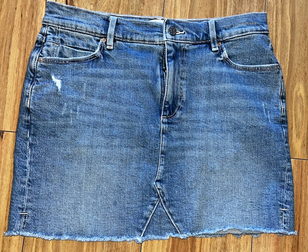 Just Jeans Destressed Mini Mid-Rise Short-Length Stretch Denim Skirt Size 10