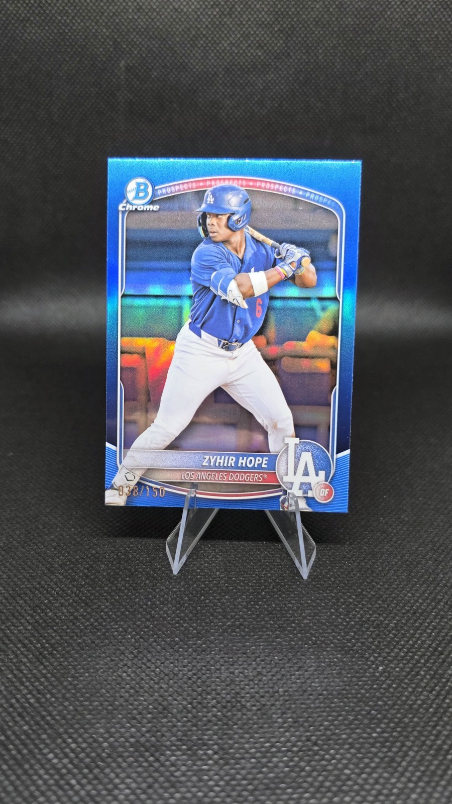 2025 Bowman Chrome Zyhir Hope Blue BCP-2 038/150 Color Match L.A. Dodgers