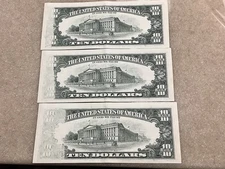 $10 1990 Kansas City Federal Reserve Notes *OBSTRUCTED PRINTING ERROR* Lot Of 3