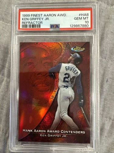 1999 KEN GRIFFEY JR. FINEST AARON AWARD REFRACTOR #HA8 PSA 10 MARINERS HOF