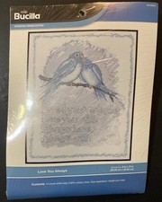 Love You Always Blue Birds Bucilla Cross Stitch Kit 14 Ct. NEW