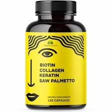 Biotin Supplement w/ Collagen Keratin & Saw Palmetto Hair Skin and Nail Support