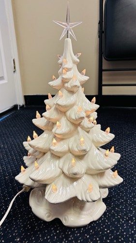 Large 22” Inch Glazed Atlantic Ceramic Christmas Tree With Lights