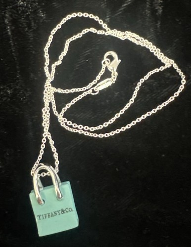 Tiffany & Co Silver Shopping Bag Charm Necklace Pendant Charm Chain Gift Love - Picture 1 of 8