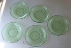 5 lot-Vintage Green Glass Georgian Love Birds Federal Depression Saucer 5.75"