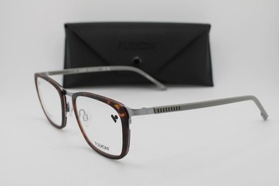 NEW FLEXON E1139 244 HAVANA GUNMETAL GREY AUTHENTIC EYEGLASSES 54-19
