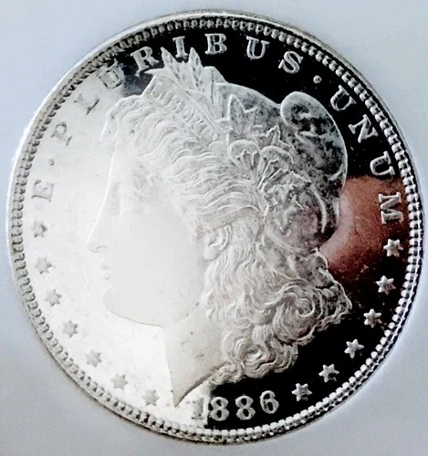 1886 P MORGAN DOLLAR! MONSTER BLK & WHITE CAMEO DMPL MS++++ UDM UDM! NR #64375