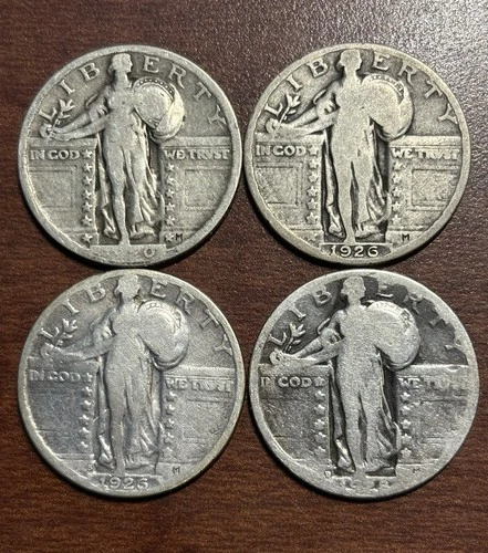 🔥Standing Liberty Quarter Lot, (4), 1920, 1926, 1926-S, 1928-D, BID TO WIN!🔥