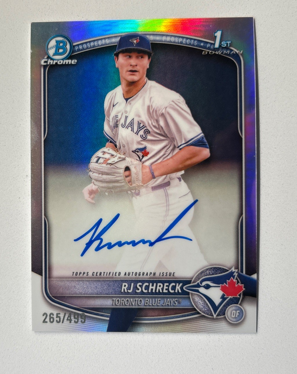 2025 Bowman Chrome RJ Schreck Refractor Auto 265/499 📈🔥🔥 1st!
