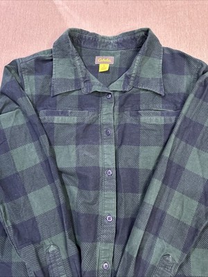 Cabelas s Boys Flannel Super Soft Large Green And Blue Double Breast Pockets