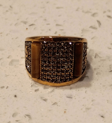 Steeltime Edelstahl Herren Ring schwarz simulierte Diamanten Größe 8,5