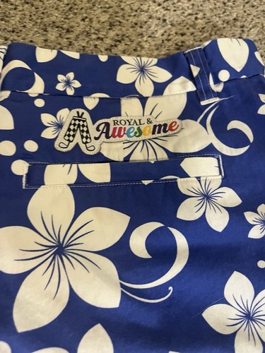 Royal & Awesome Women’s Golf Pants Hawaii Five-O Blue White Floral Hibiscus 18 - Picture 13 of 22