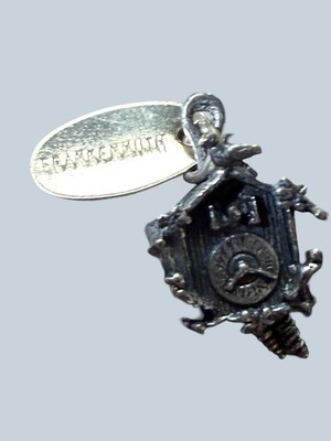 Frankenmuth Sterling Silber Kuckucksuhr Charm 1in Silber Uhr Motiv