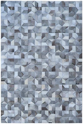 Leder Teppich Alfombra 150x240 cm echtes Kuhfell Cowhide Handmade grau braun - Bild 1 von 4