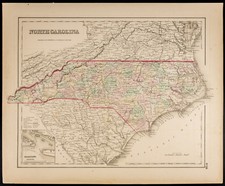 Landkarte Antik [1857, colton] : State Of North Carolina Nord. Map Von