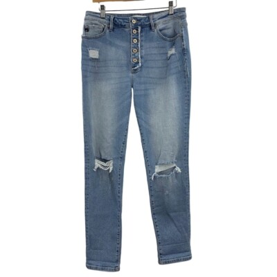 KanCan Jeans Women s Estilo High Rise Denim Blue Distressed Medium Wash Size 29