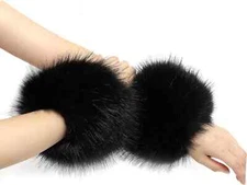 Sy Soul young Women's Faux Fur Wrist Cuffs Winter Fox Furry wristbands Fluffy Fu