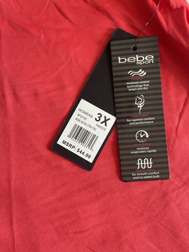 NWT Women’s Size 3X BEBE SPORT Short Sleeve Curve MESH LOGO TEE - Picture 8 of 10