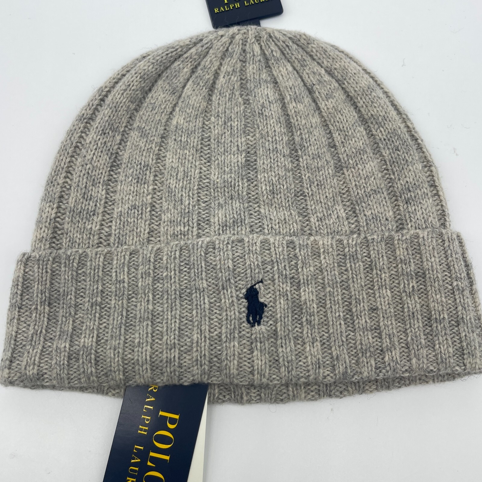 Cappello berretto Polo Ralph Lauren uomo berretto taglia unica misto lana marrone beige blu pony