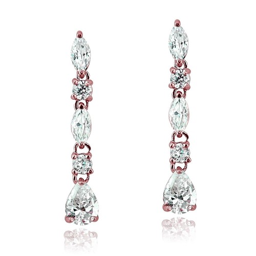 Rose Gold Flashed Sterling Silver Dangle Earrings With 6mm Beads & Leverback Closure 7 thumbnail image