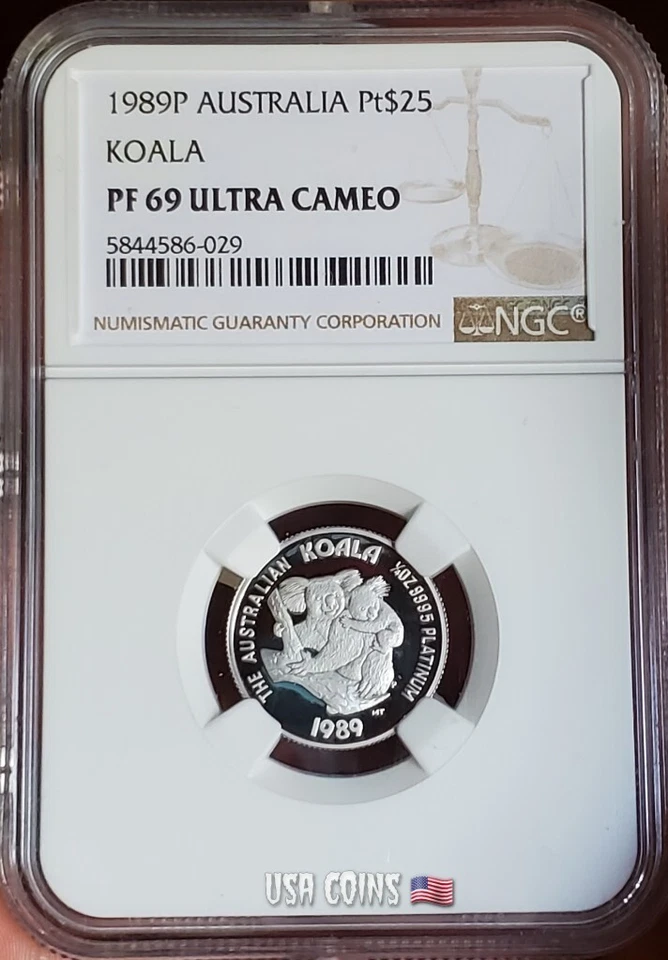 1989-P 1/4 Oz PLATINUM $25 Australian KOALA NGC PF69DCAM Proof Coin. - Image 3 of 4
