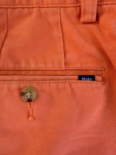 Polo Ralph Lauren 100% Cotton Orange Flat Front Preppy Chino Shorts 32"x 9" - Picture 6 of 7