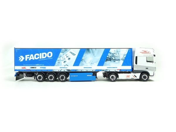 "Daf XF105 (2017) Ssc Gardinenplanen-Sz \"Facido/Justen\", Herpa H0 941112 Neu Ovp"-image