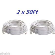 2 x CAT5 50ft FEET White Internet LAN CAT5e Network Cable Cord for PC Router US
