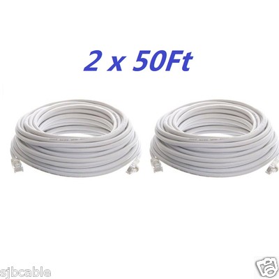 2 x CAT5 50ft FEET White Internet LAN CAT5e Network Cable Cord for PC Router US