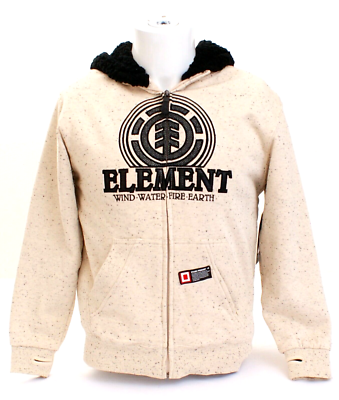 uechai 700FILL Earth Logo Jacket Element Signature Zip Front Sherpa Lined Hooded Jacket Hoodie