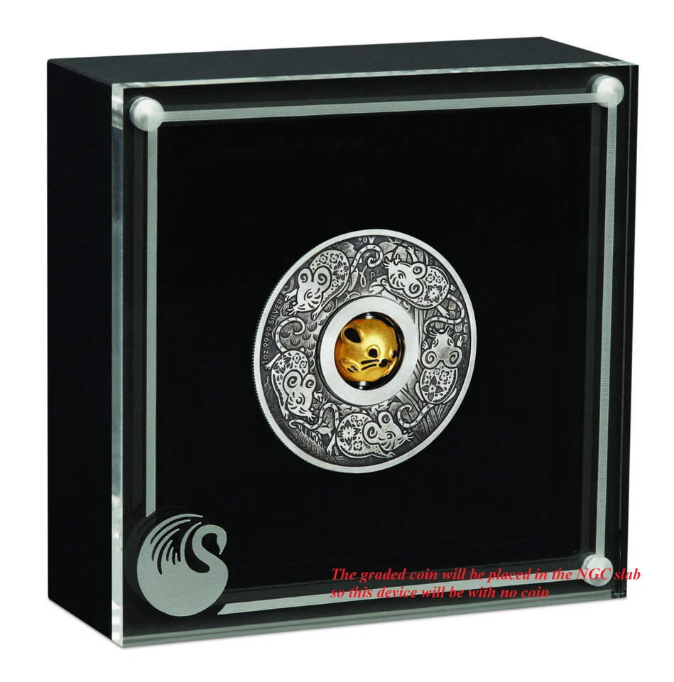 RARE NGC ERROR 2020 LUNAR Year of the MOUSE 1oz $1 Silver Rotating Charm Coin - Image 4 of 4