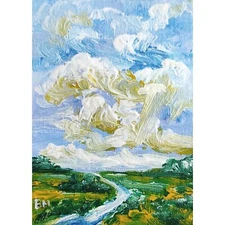 ACEO Card Small painting Summer landscape Miniature Handmade Impressionism