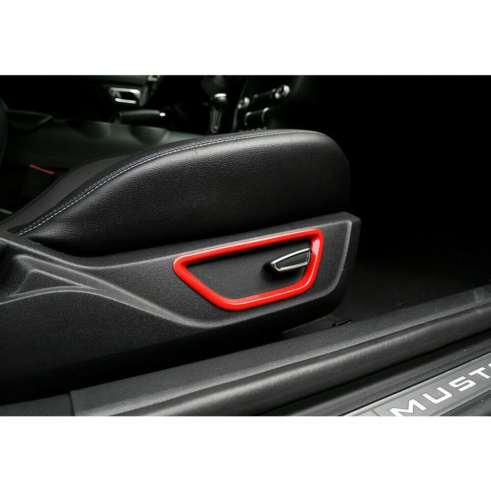 Cubierta de ajuste del marco del anillo del botón del ajuste del asiento de coche para Ford Mustang 2015+ ABS rojo Foto 3 de 4