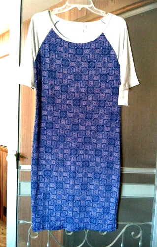 Robe LuLaRoe Femme Taille M Violet - Motif Géométrique - Manches Courtes - Occasion Très Bon État