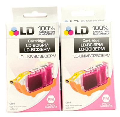 LD BC16PM BC13EPM Photo Magenta Ink Cartridge for Canon BJC 3000, 6000, 8200 2Pk